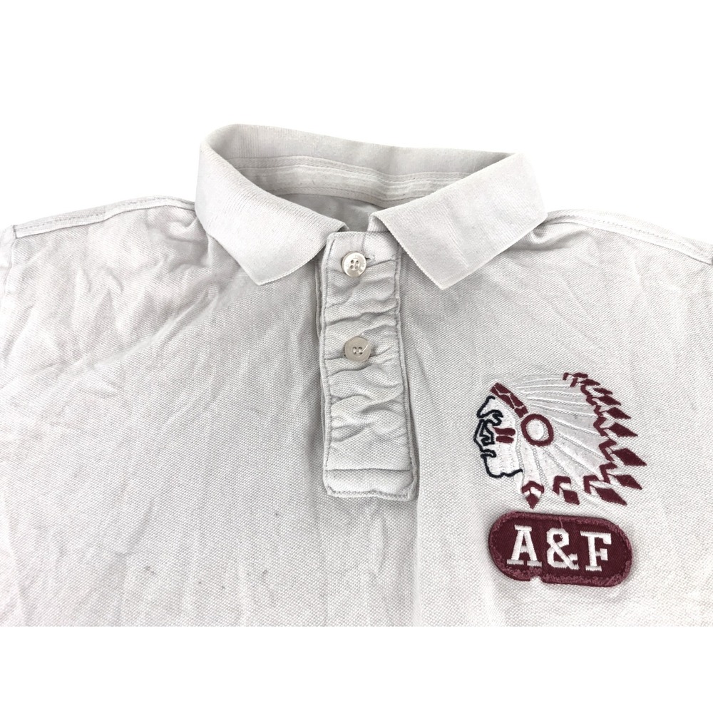 Vintage Abercrombie Fitch Mens XL White Polo Shirt Embroidered Native Chief - Picture 12 of 13